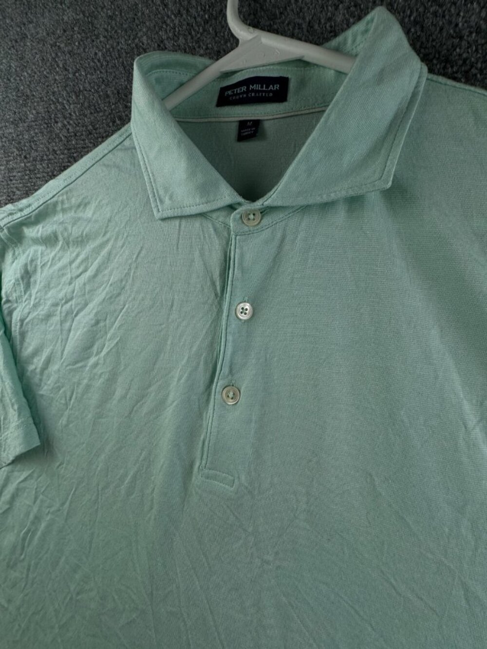 PETER MILLAR Crown Crafted Men Short Sleeve Golf Polo Shirt Green Medium - Picture 8 of 11